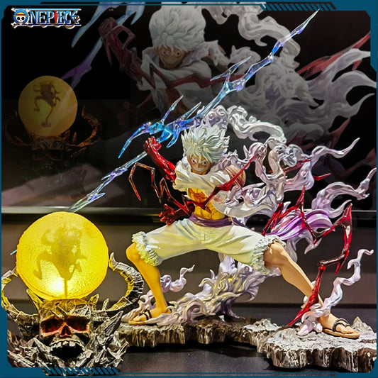 One Piece Nika Luffy Sun God Gear 5 With Light Ball Anime Figure PVC
