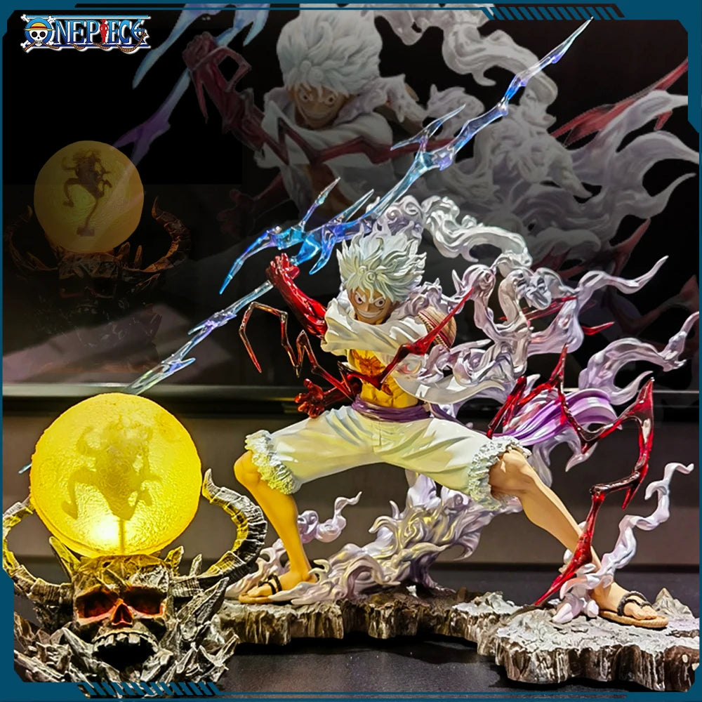 One Piece Nika Luffy Sun God Gear 5 With Light Ball Anime Figure PVC